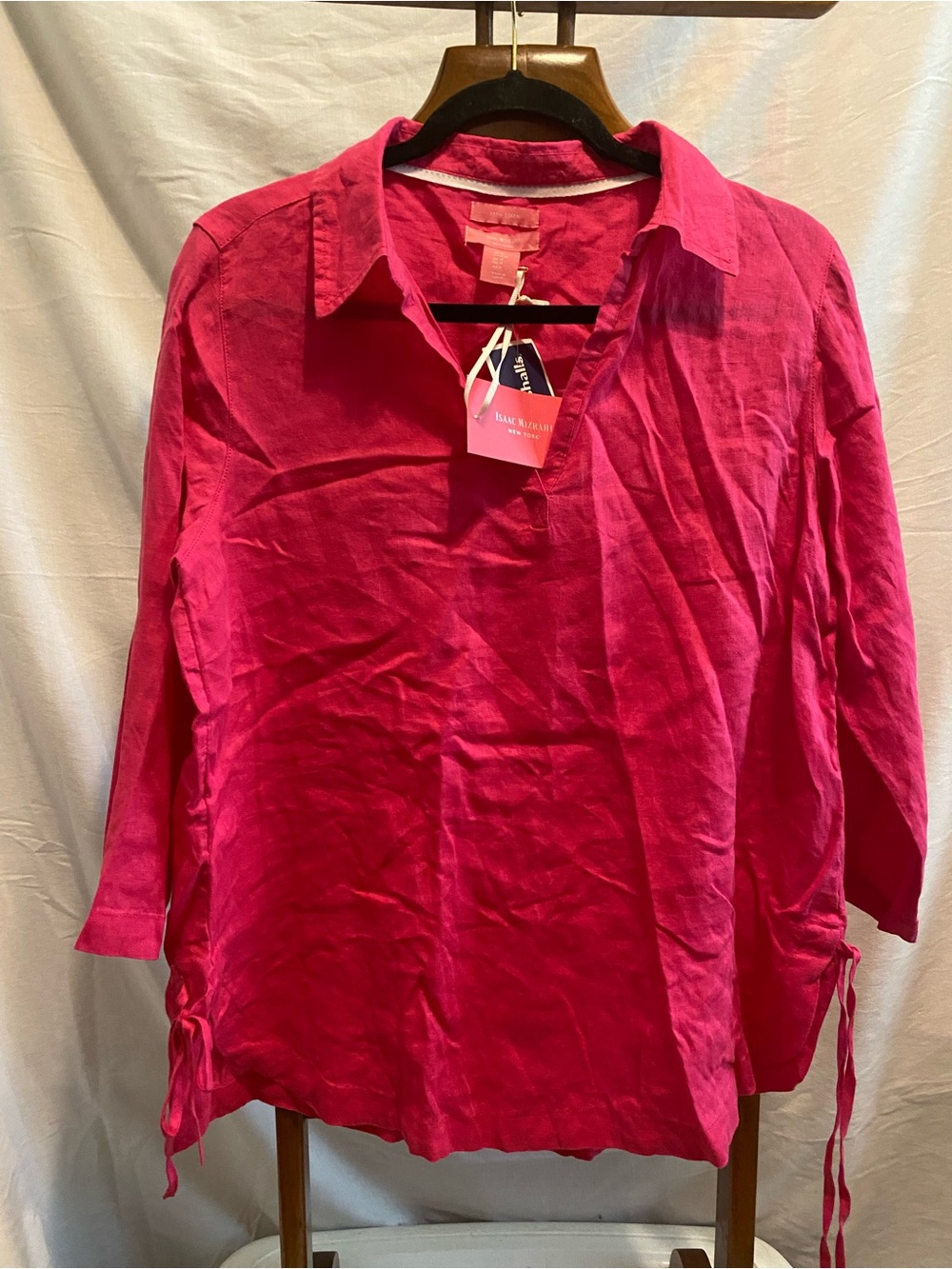 Isaac Mizrahi Hot Pink Linen Top